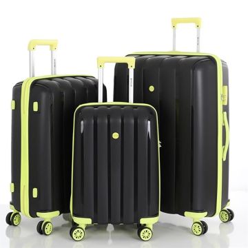 MÇS 3lü Set Kırılmaz Silikon Seyahat Valizi Bavulu V305 Siyah Açık Sarı