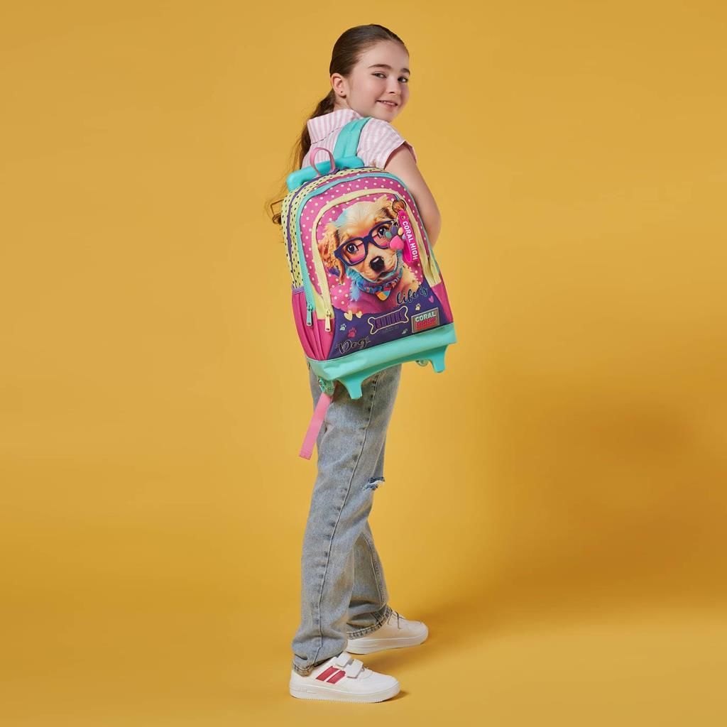 Coral High Büyük Boy Çekçekli Sırt Çantası Köpek Desenli 23952