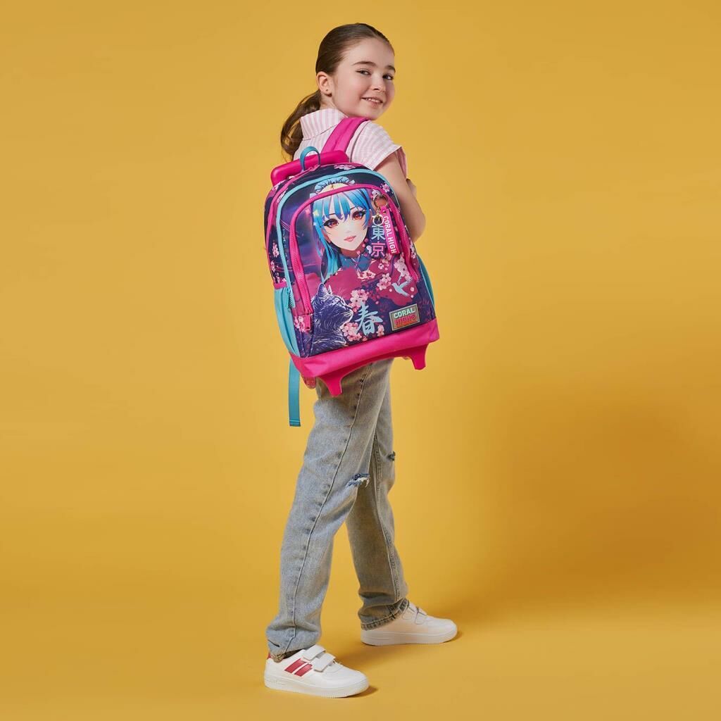 Coral High Büyük Boy Çekçekli Sırt Çantası Anime Kedi Desen 23953