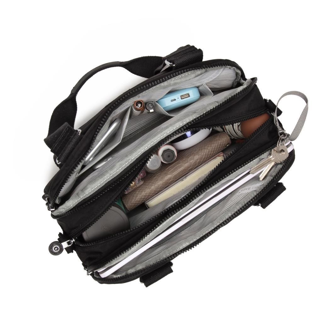 1122 Krinkıl Kumaş Bayan Çantası Smart Bags Siyah