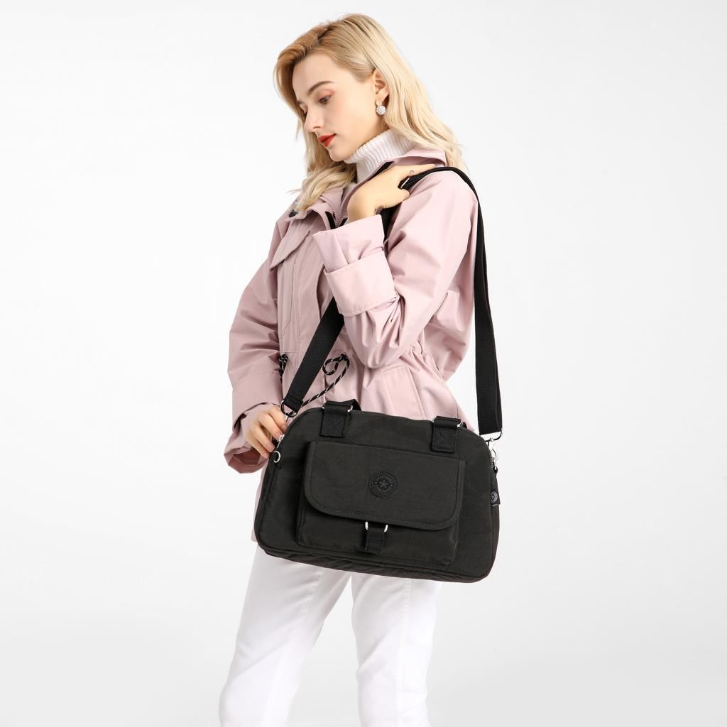 1122 Krinkıl Kumaş Bayan Çantası Smart Bags Siyah
