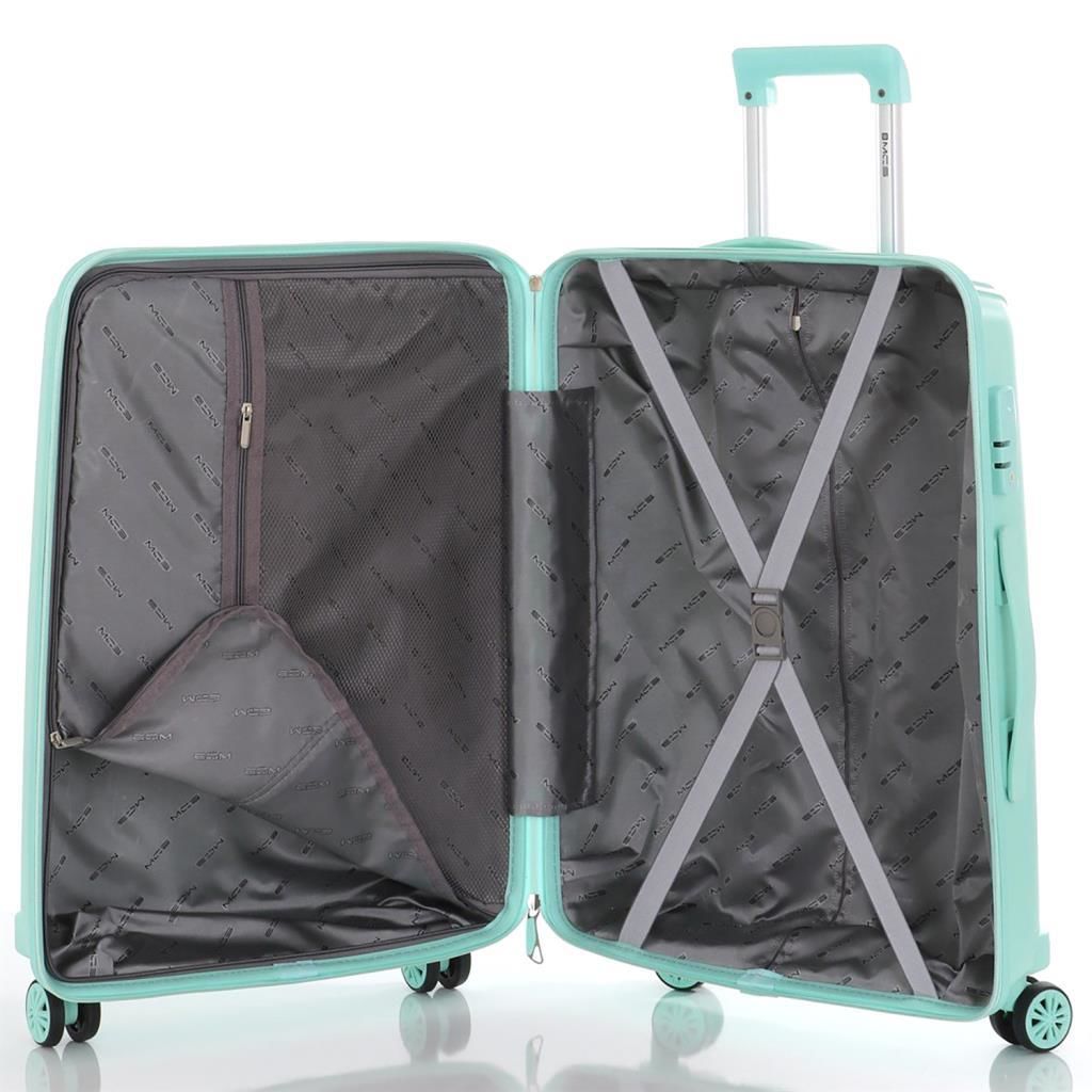 MÇS Bavul Büyük ve Kabin 2li Set Kırılmaz Silikon Valiz V305 Mint Yeşili