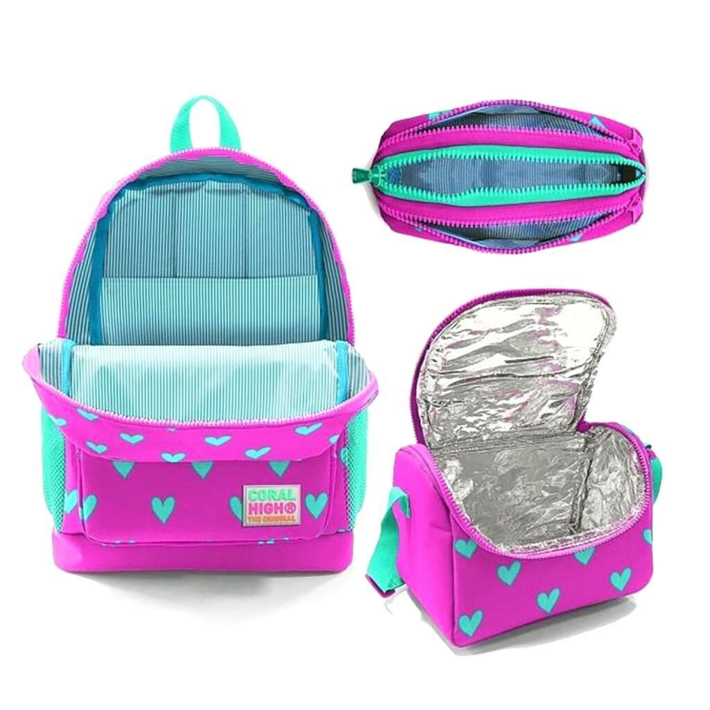 Coral High Desenli Okul Çantası Beslenme Kalemlik 3lü Set 23113