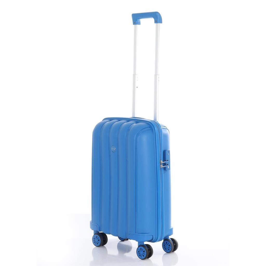 MÇS Bavul Büyük ve Kabin 2li Set Kırılmaz Silikon Valiz V305 Saks Mavi