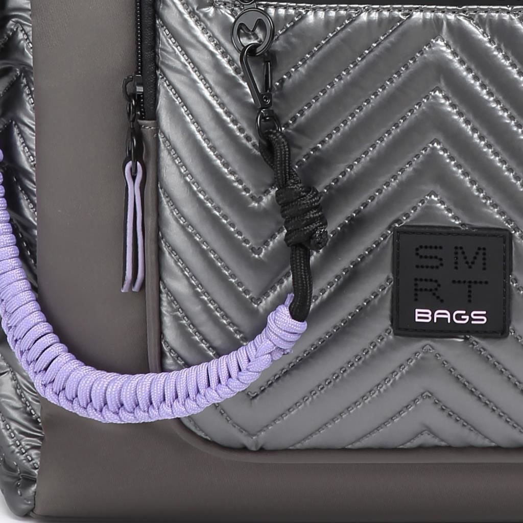 Smart Bags Parlak Kumaş Çapraz Askılı Kadın Omuz Çantası 3246 Gri/Lila
