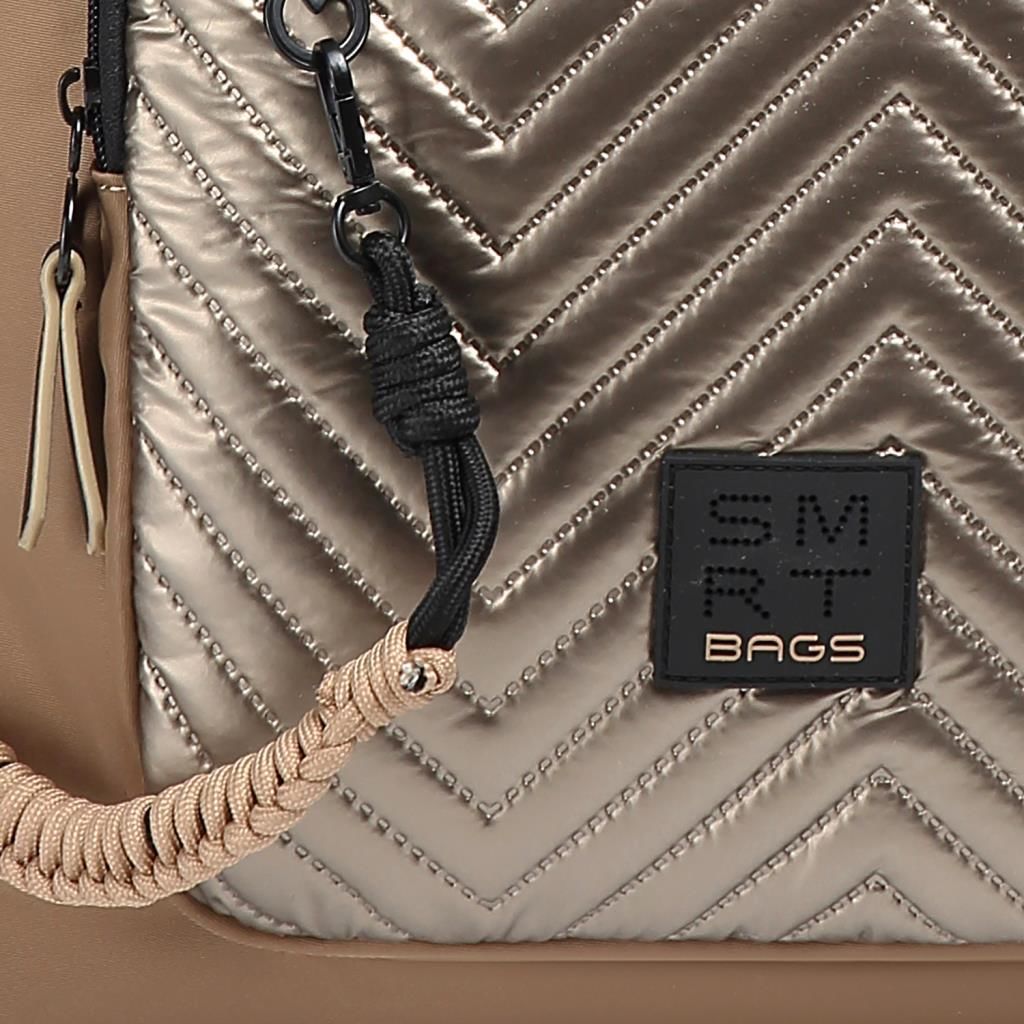 Smart Bags Parlak Kumaş Çapraz Askılı Kadın Omuz Çantası 3246 Taba