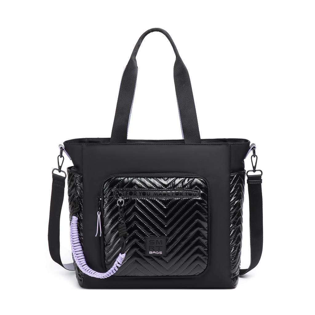 Smart Bags Parlak Kumaş Çapraz Askılı Kadın Omuz Çantası 3246 Siyah/Lila