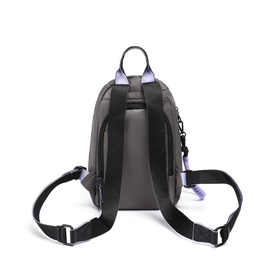 Smart Bags Parlak Kumaş Küçük Boy Askılı Kadın Sırt Çantası 3247 Gri/Lila