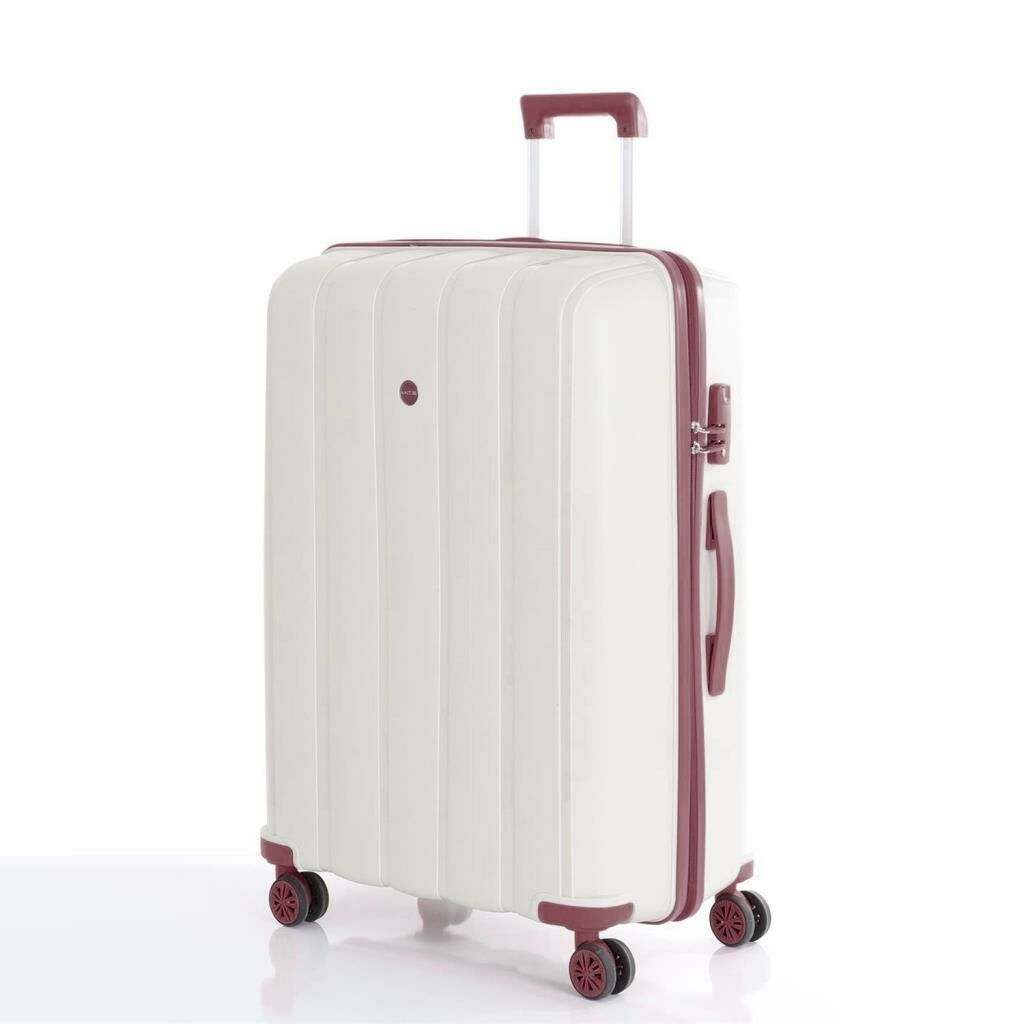 MÇS Bavul Büyük ve Kabin 2li Set Kırılmaz Silikon Valiz V305 Kemik/KPudra