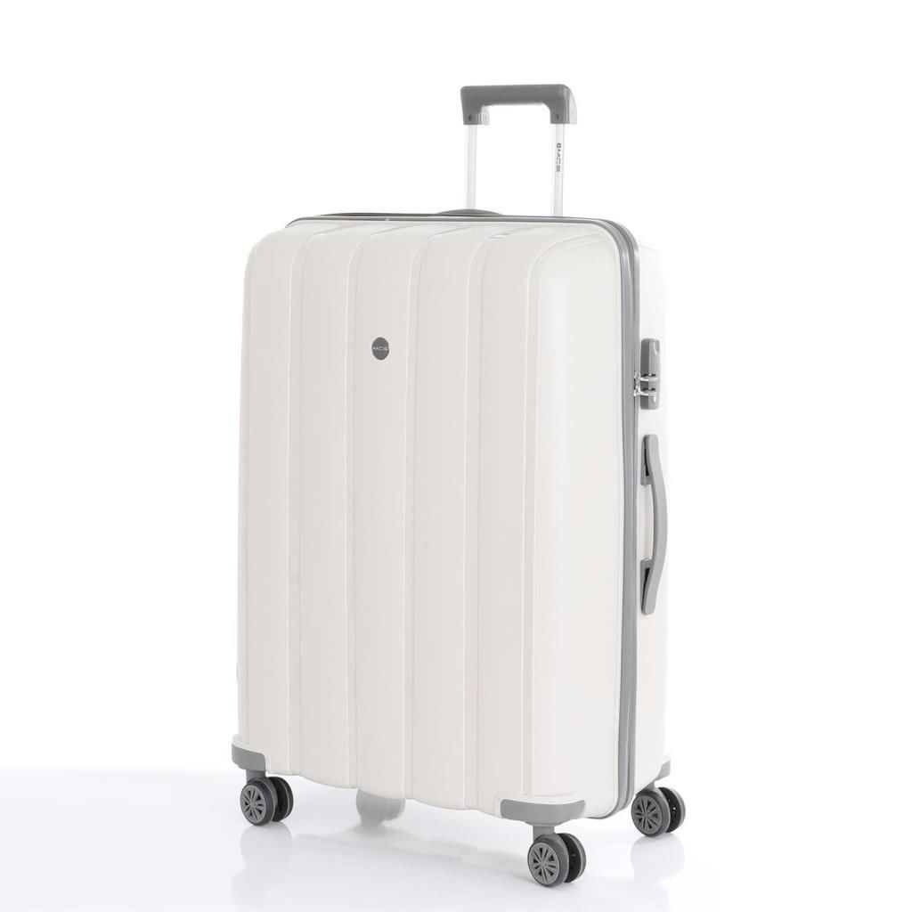 MÇS Bavul Büyük ve Kabin 2li Set Kırılmaz Silikon Valiz V305 Kemik/Gri