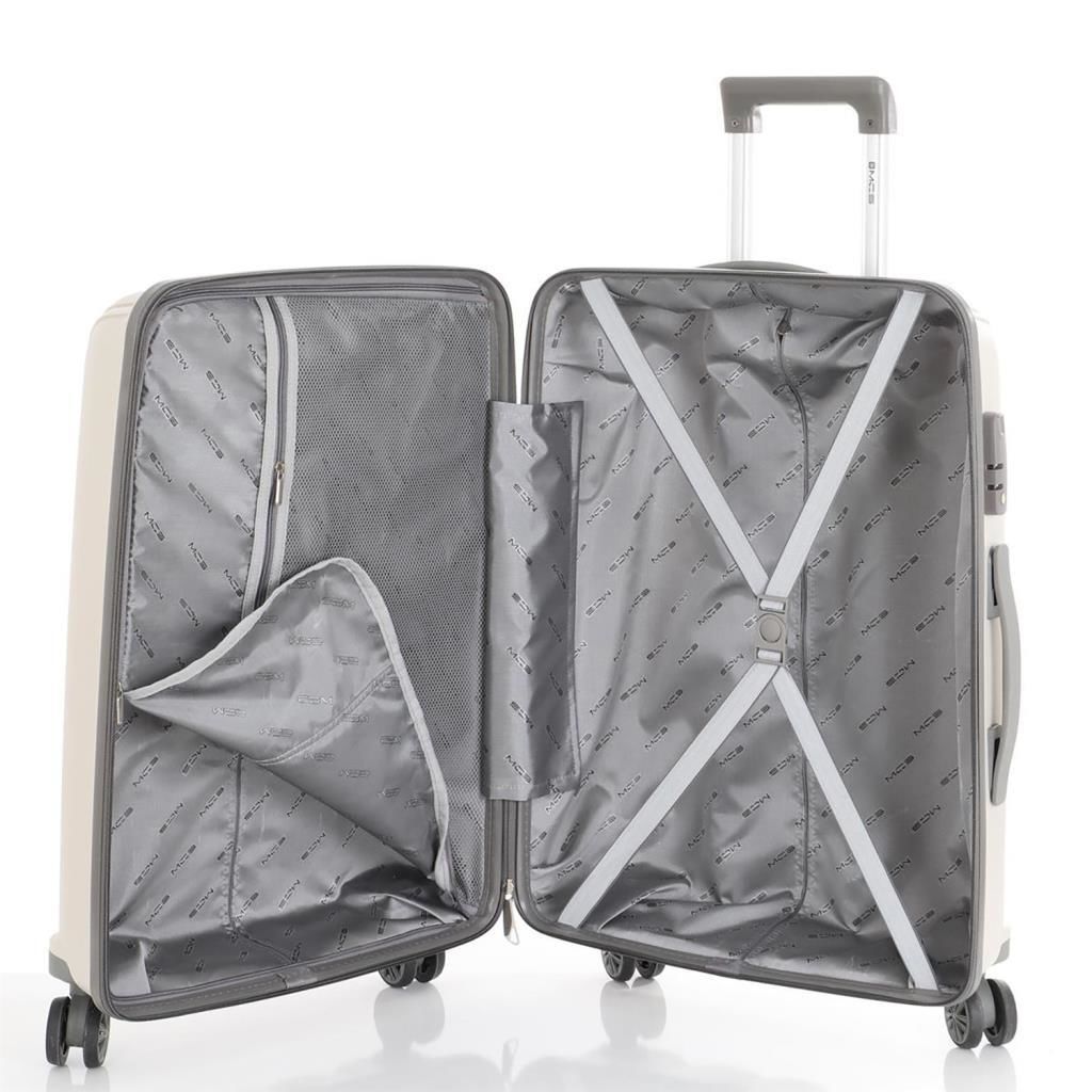 MÇS Bavul Büyük ve Kabin 2li Set Kırılmaz Silikon Valiz V305 Kemik/Gri