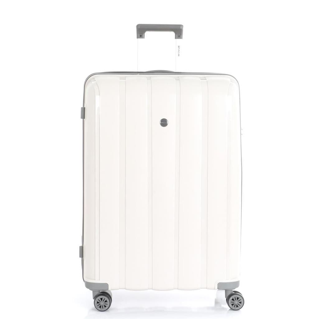 MÇS Bavul Büyük ve Kabin 2li Set Kırılmaz Silikon Valiz V305 Kemik/Gri