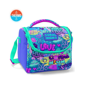 Coral High Thermo Beslenme Çantası Su Yeşili Grafiti Desenli 11827