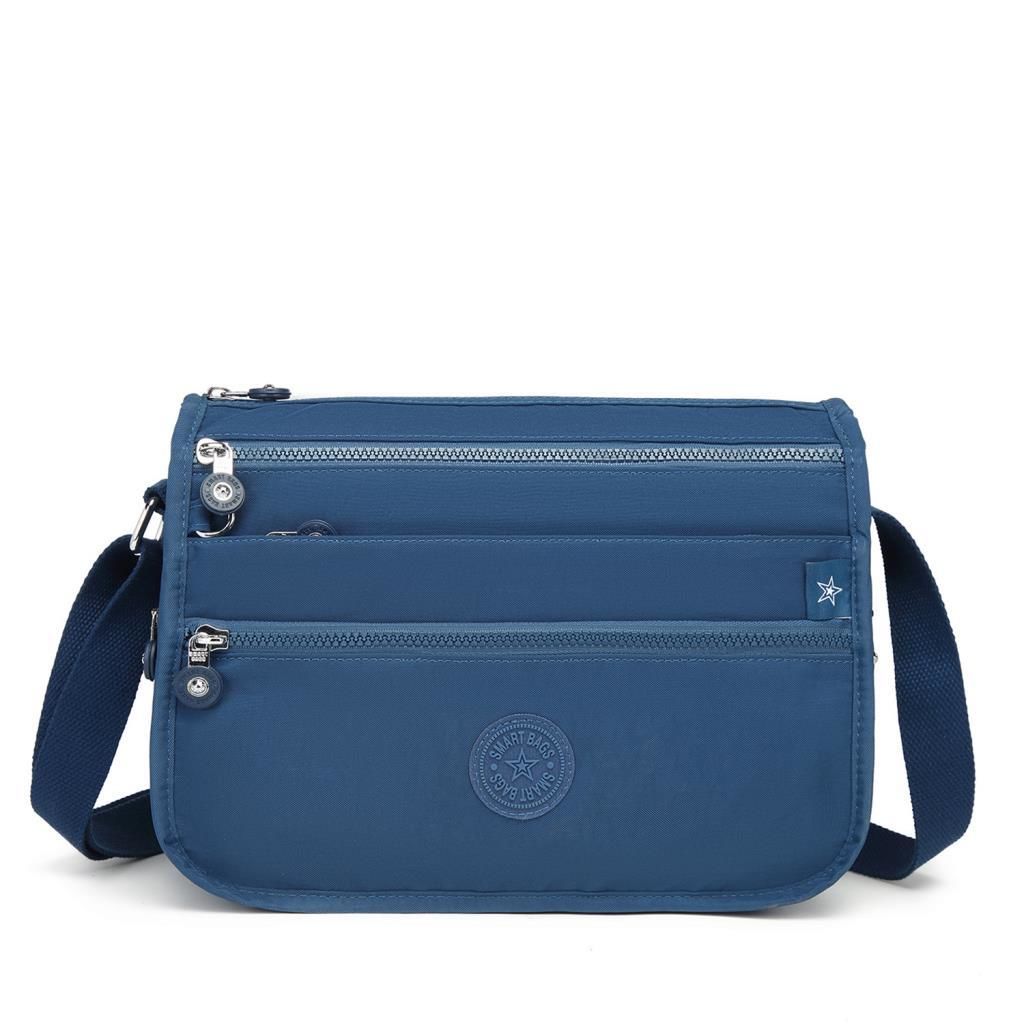 1128 Krinkıl Kumaş Bayan Postacı Omuz Çantası Smart Bags Lacivert