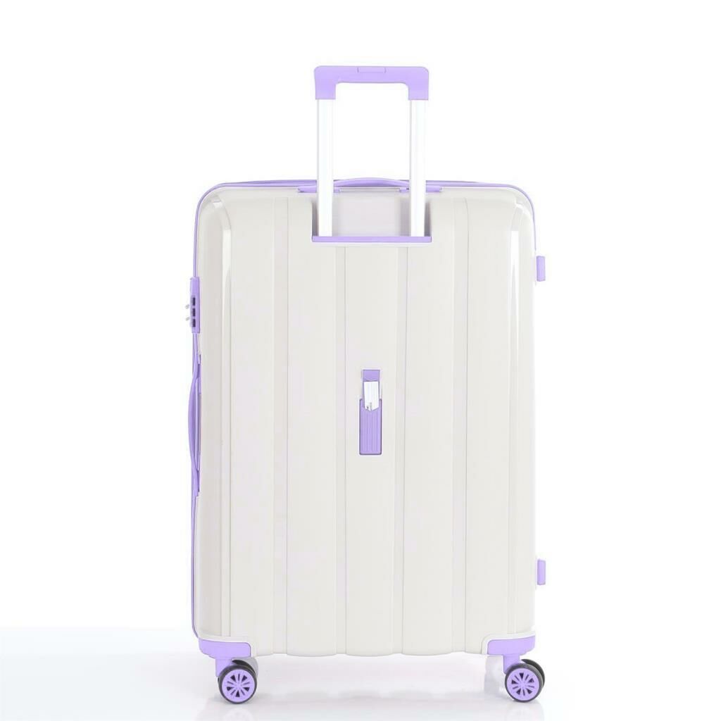 MÇS Bavul Büyük ve Kabin 2li Set Kırılmaz Silikon Valiz V305 Kemik/Lila