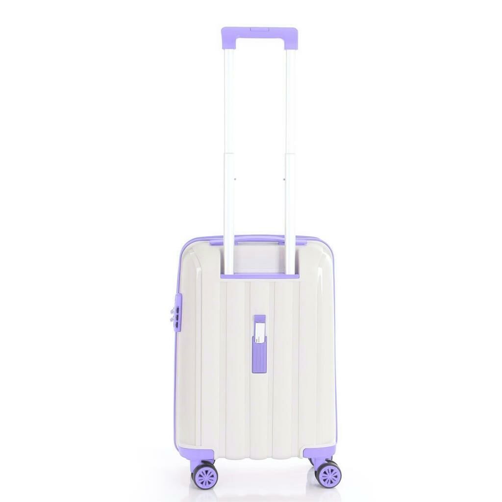 MÇS Bavul Büyük ve Kabin 2li Set Kırılmaz Silikon Valiz V305 Kemik/Lila