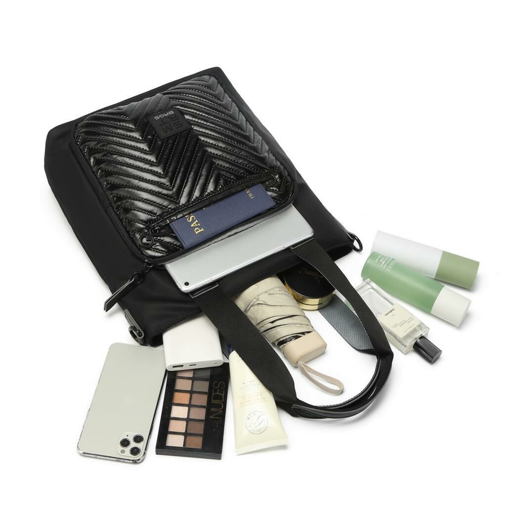 Smart Bags Parlak Kumaş Çapraz Askılı Kadın Omuz Çantası 3248 Siyah/Lila