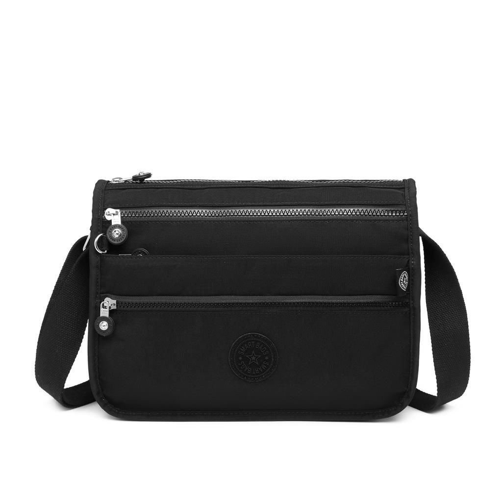 1128 Krinkıl Kumaş Bayan Postacı Omuz Çantası Smart Bags Siyah