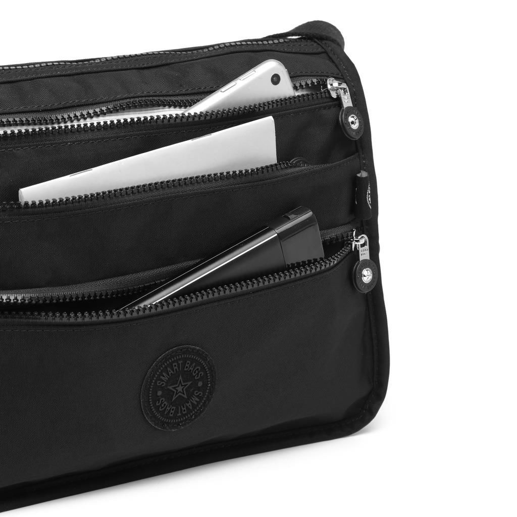 1128 Krinkıl Kumaş Bayan Postacı Omuz Çantası Smart Bags Siyah