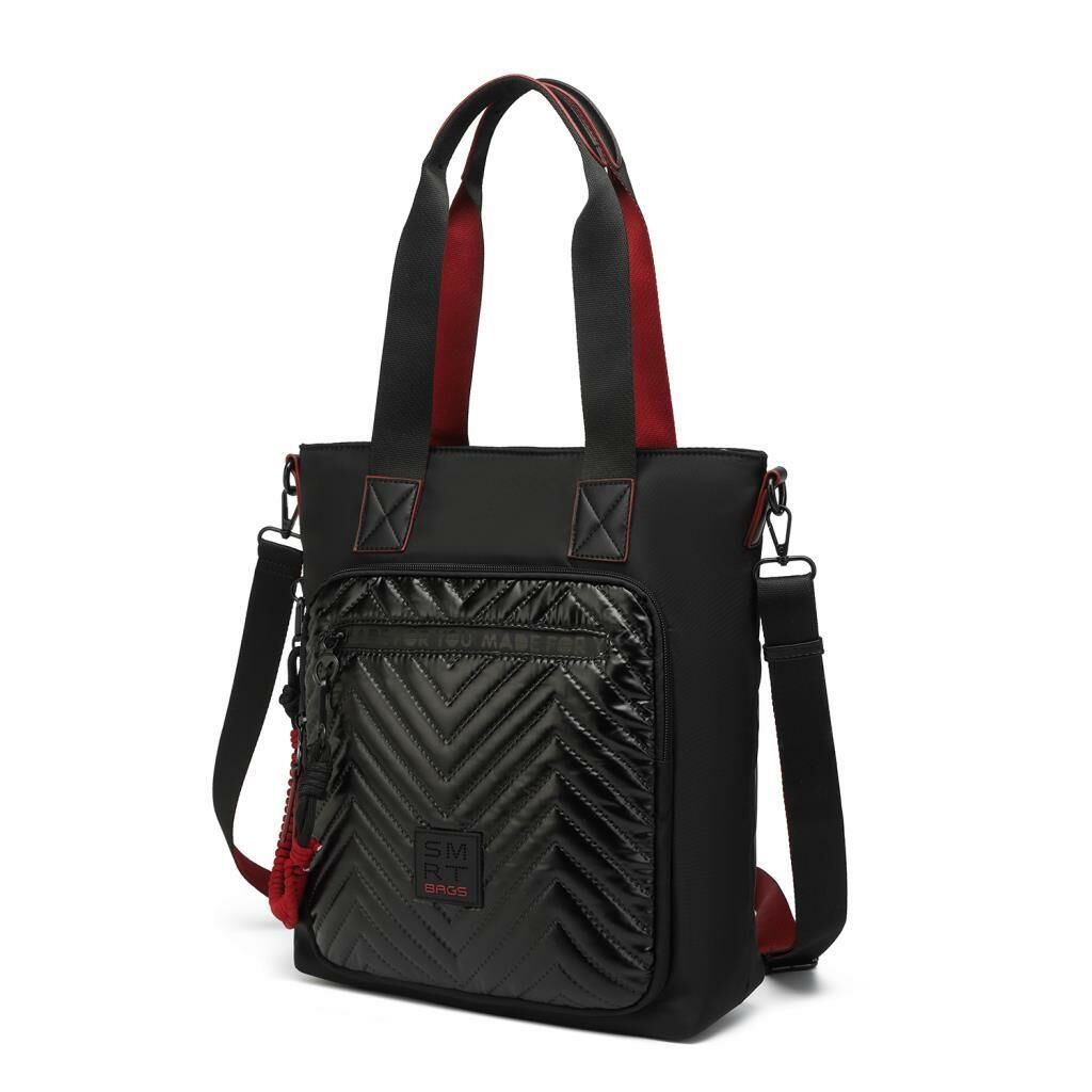 Smart Bags Parlak Kumaş Çapraz Askılı Kadın Omuz Çantası 3248 Siyah/Bordo