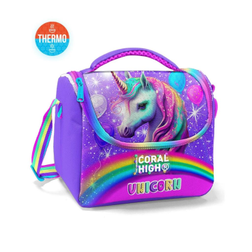 Coral High Thermo Beslenme Çantası Pembe Unicorn Desenli 11873