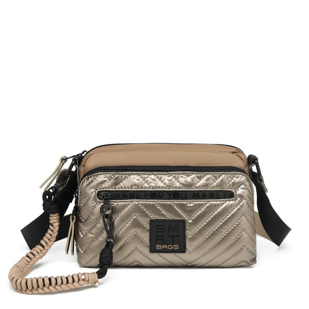 Smart Bags Parlak Kumaş Çapraz Askılı Kadın Postacı Çantası 3249 Taba