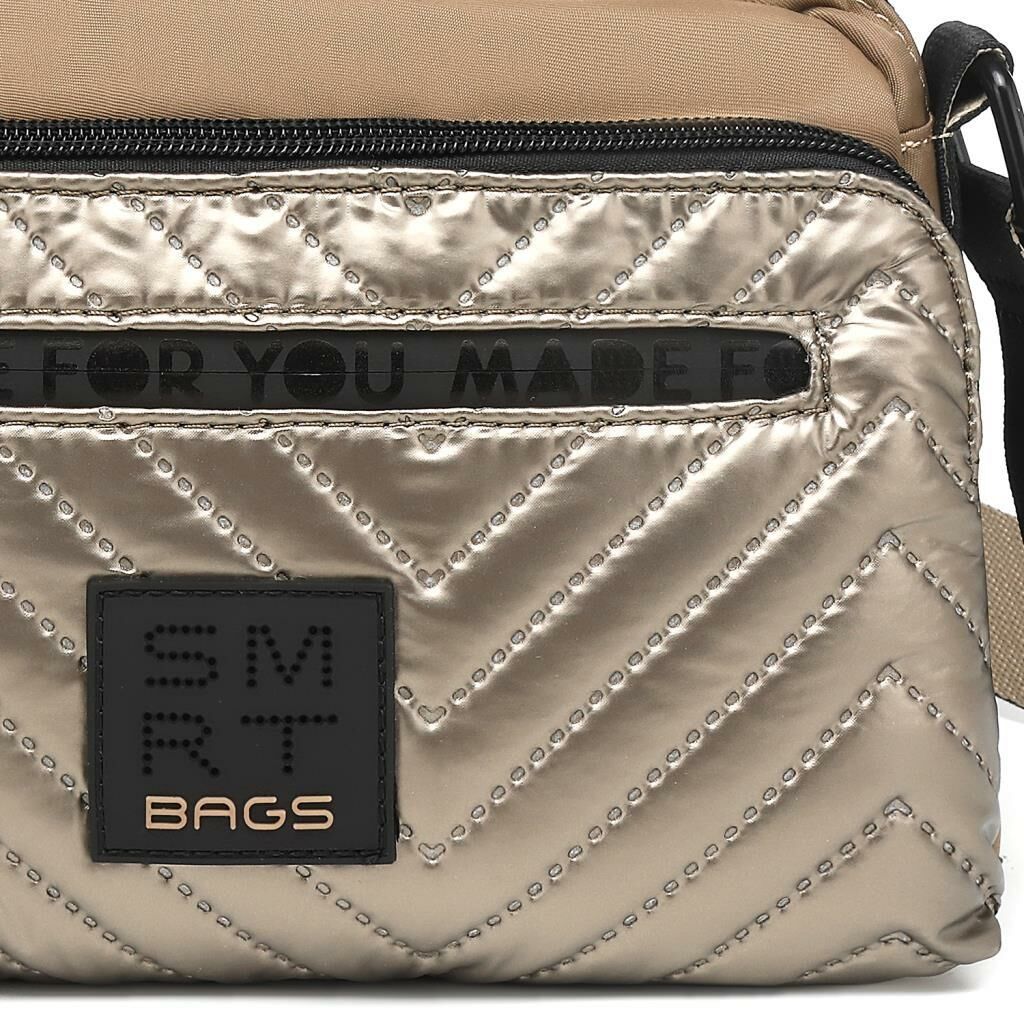 Smart Bags Parlak Kumaş Çapraz Askılı Kadın Postacı Çantası 3249 Taba