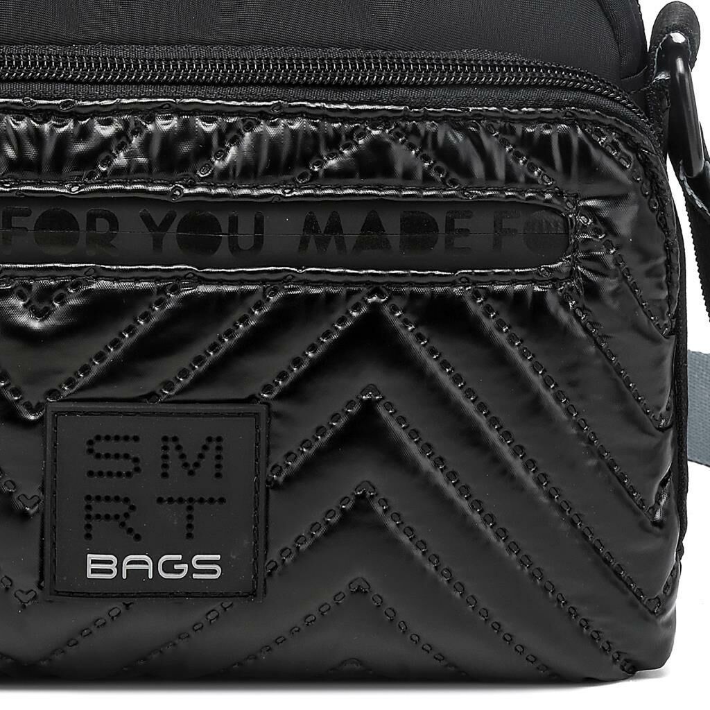 Smart Bags Parlak Kumaş Çapraz Askılı Kadın Postacı Çantası 3249 Siyah/Gri