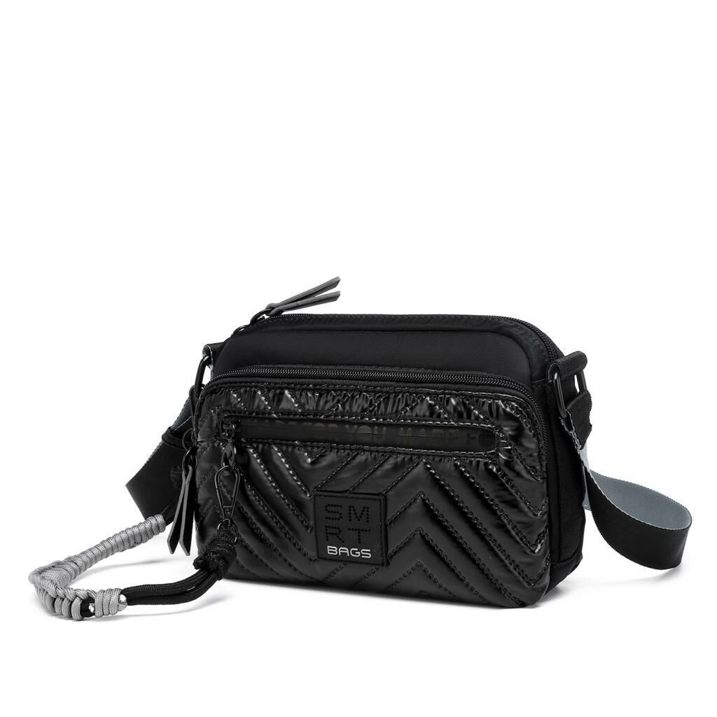 Smart Bags Parlak Kumaş Çapraz Askılı Kadın Postacı Çantası 3249 Siyah/Gri