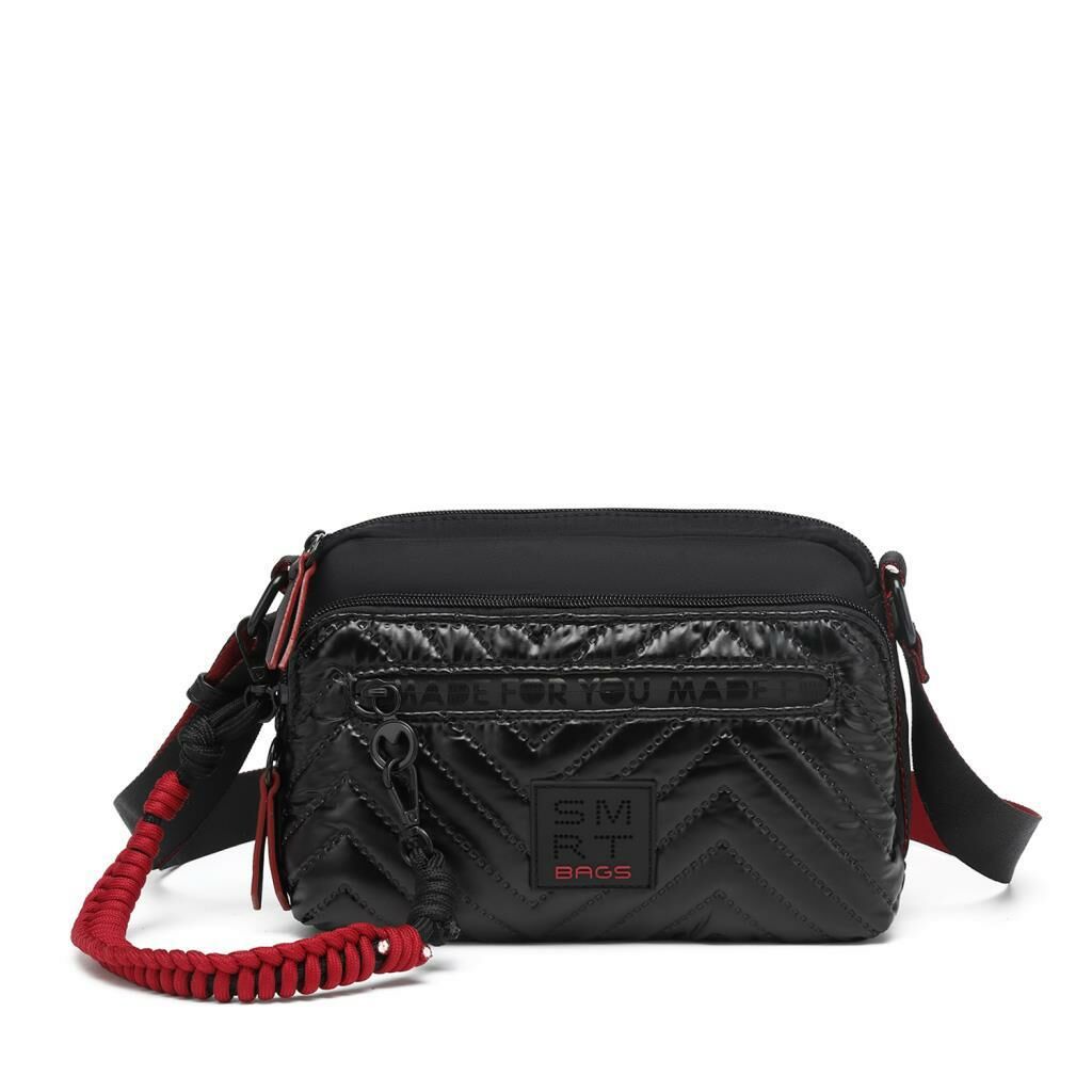 Smart Bags Parlak Kumaş Çapraz Askılı Kadın Postacı Çantası 3249 Siyah/Bordo