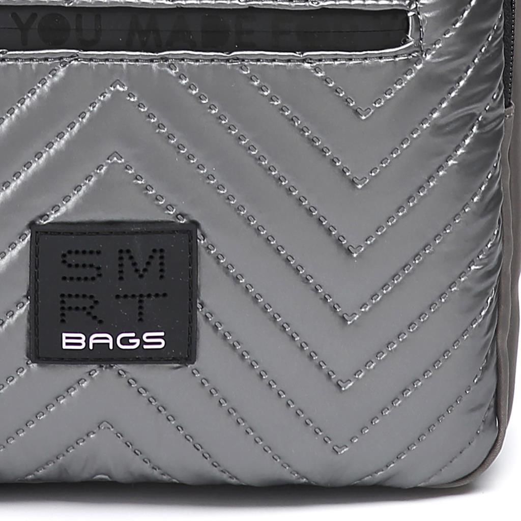 Smart Bags Parlak Kumaş Küçük Boy Askılı Kadın Sırt Çantası 3250 Gri/Lila