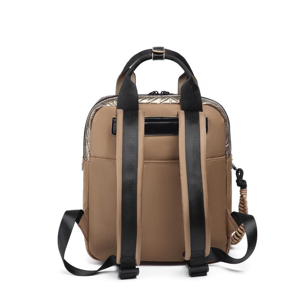 Smart Bags Parlak Kumaş Küçük Boy Askılı Kadın Sırt Çantası 3250 Taba