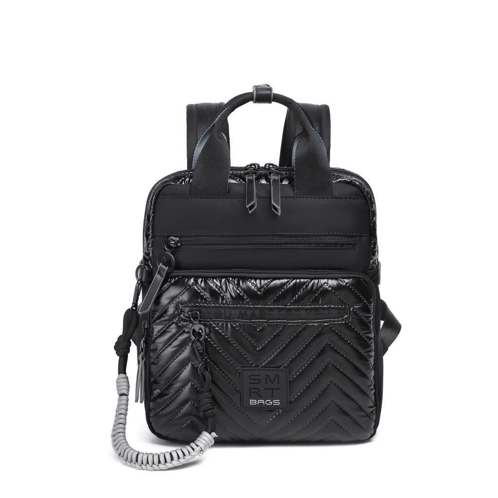 Smart Bags Parlak Kumaş Küçük Boy Askılı Kadın Sırt Çantası 3250 Siyah/Gri