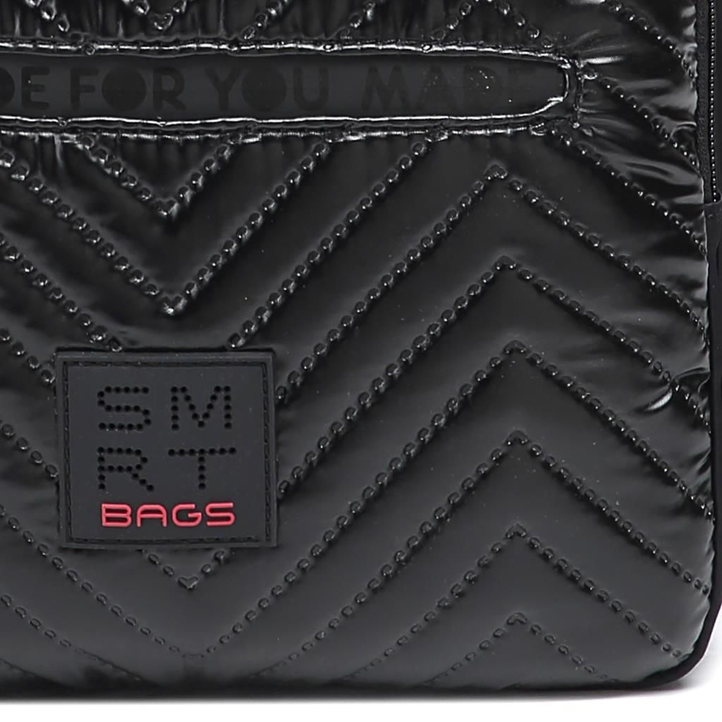Smart Bags Parlak Kumaş Küçük Boy Askılı Kadın Sırt Çantası 3250 Siyah/Bordo