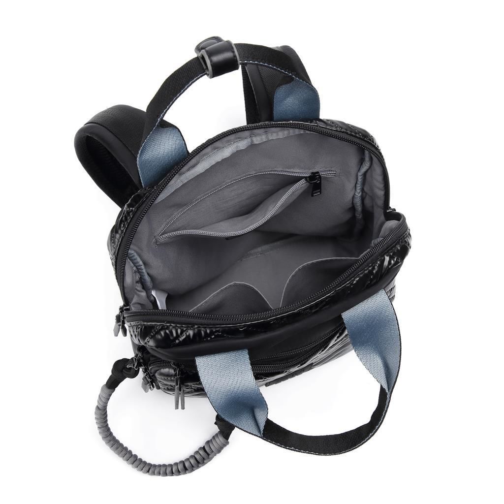 Smart Bags Parlak Kumaş Küçük Boy Askılı Kadın Sırt Çantası 3250 Siyah/Bordo