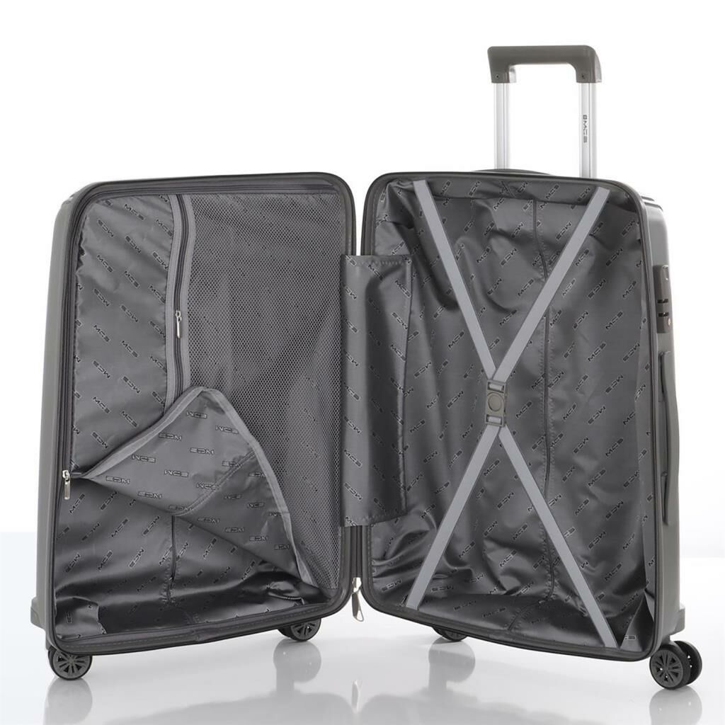 MÇS Bavul Büyük ve Kabin 2li Set Kırılmaz Silikon Valiz V305 Gri
