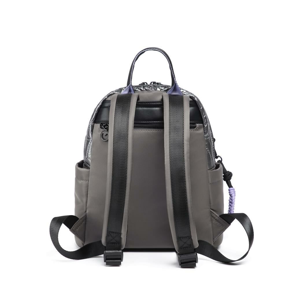 Smart Bags Parlak Kumaş Küçük Boy Askılı Kadın Sırt Çantası 3252 Gri/Lila