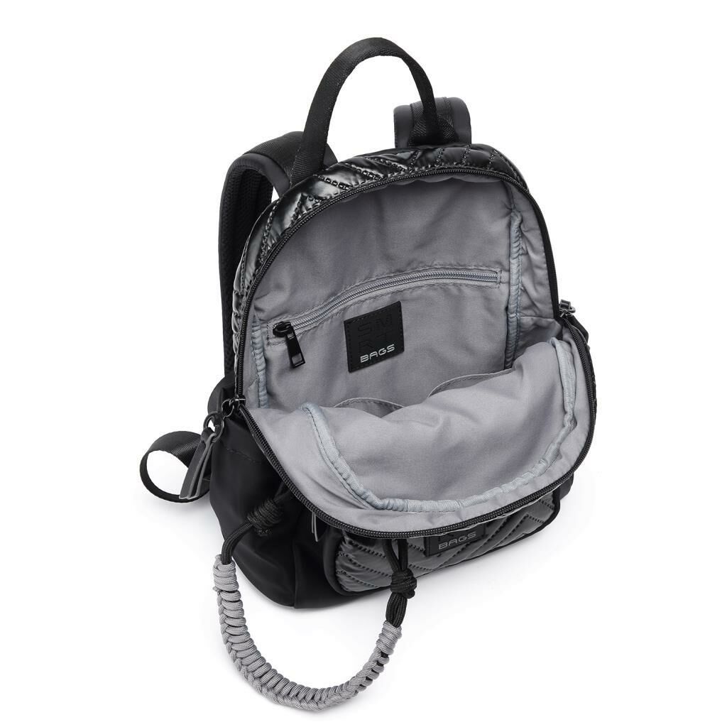 Smart Bags Parlak Kumaş Küçük Boy Askılı Kadın Sırt Çantası 3252 Gri/Lila