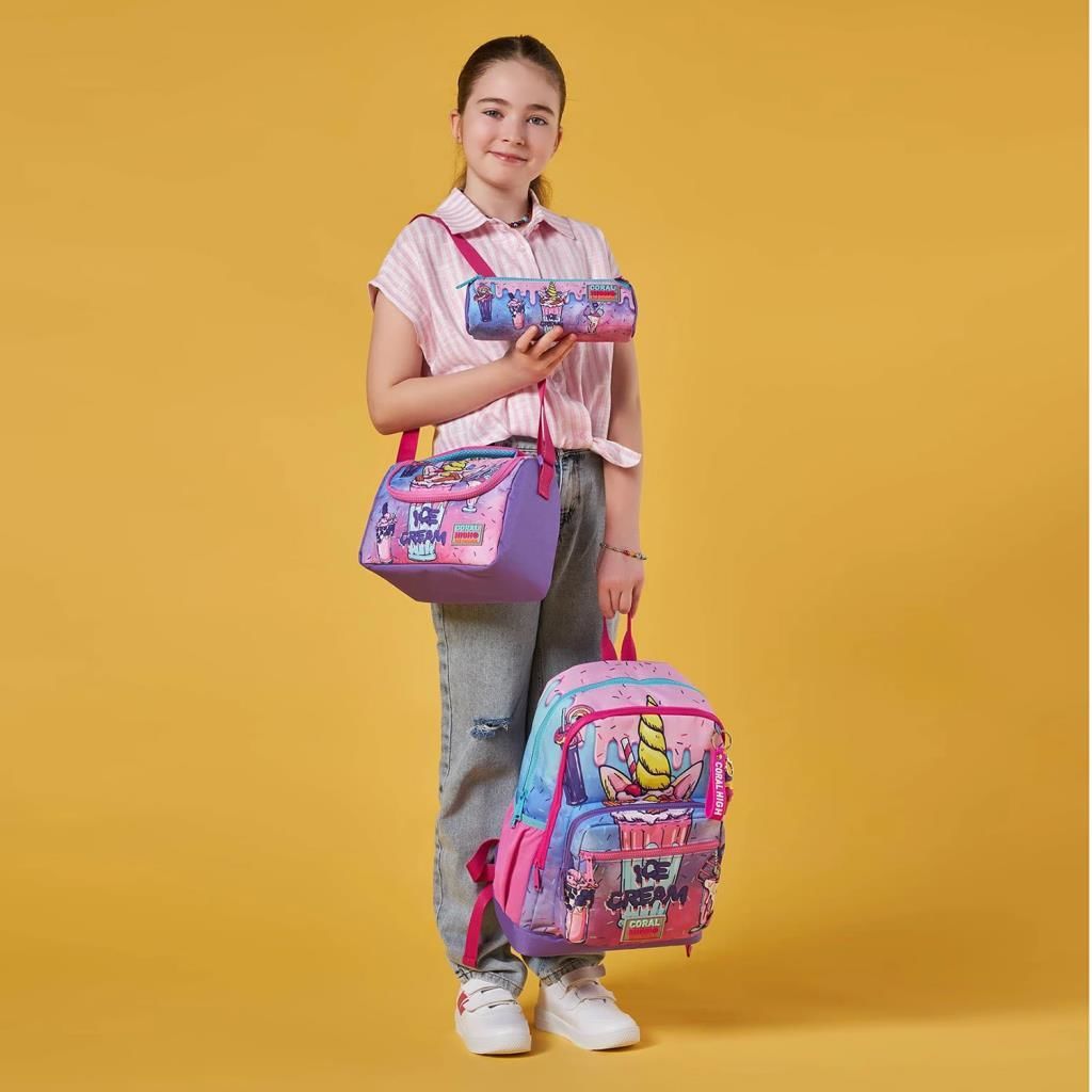 Coral High Desenli Okul Çantası Beslenme Kalemlik 3lü Set 23749