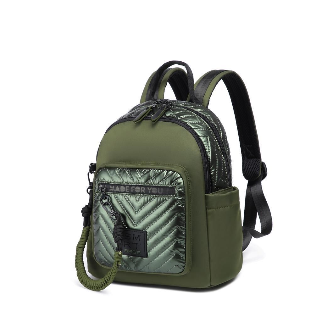 Smart Bags Parlak Kumaş Küçük Boy Askılı Kadın Sırt Çantası 3252 Yeşil