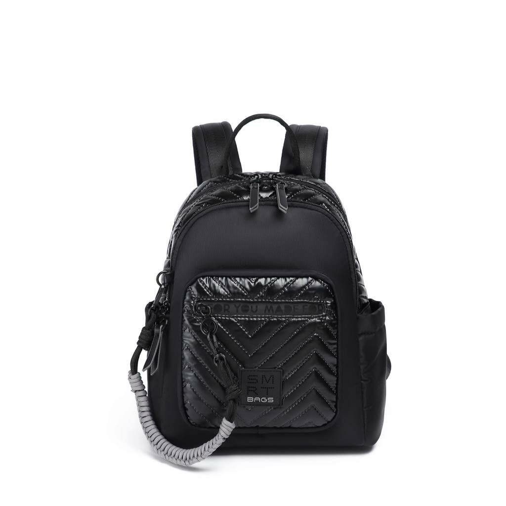 Smart Bags Parlak Kumaş Küçük Boy Askılı Kadın Sırt Çantası 3252 Siyah/Gri