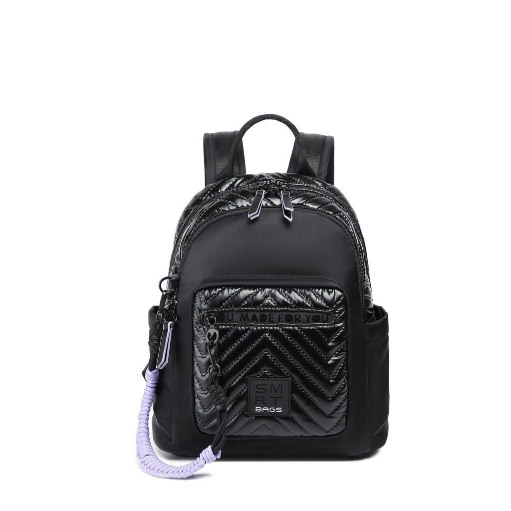 Smart Bags Parlak Kumaş Küçük Boy Askılı Kadın Sırt Çantası 3252 Siyah/Lila