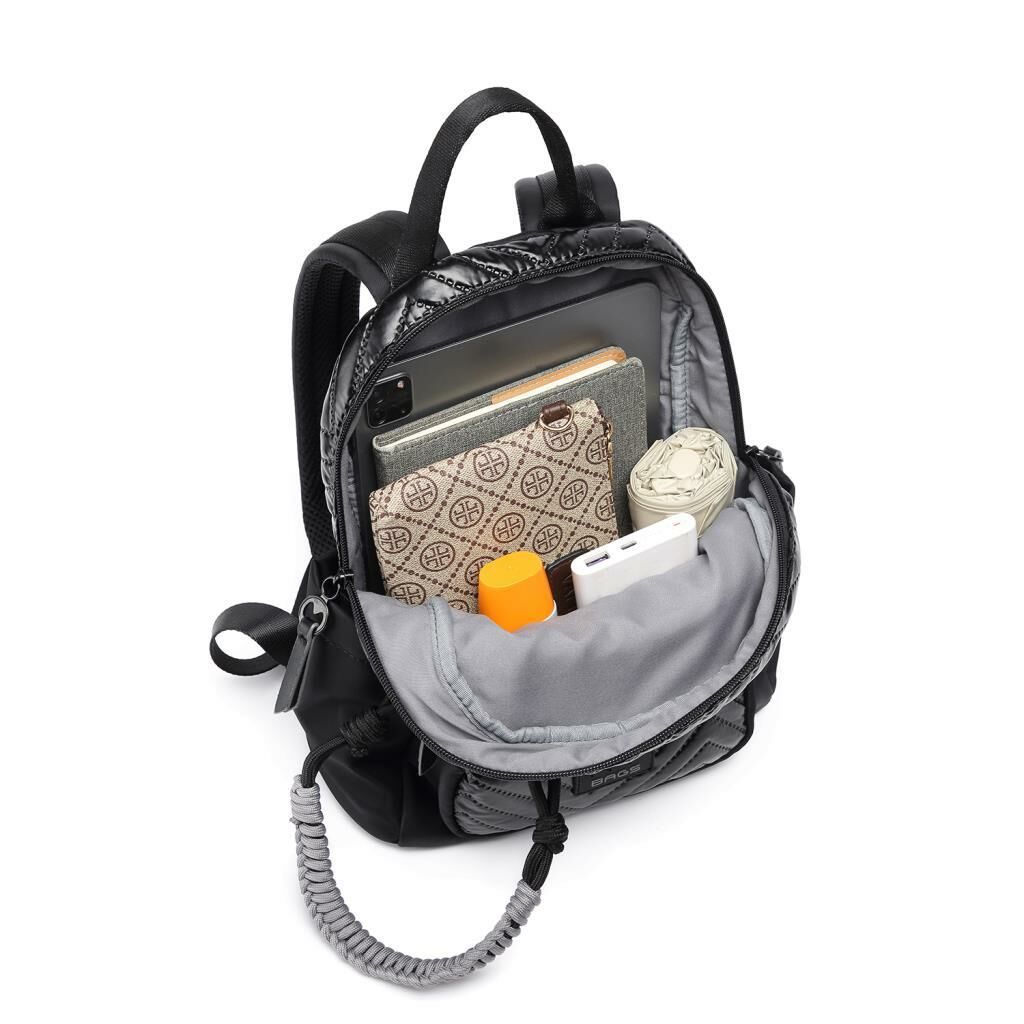 Smart Bags Parlak Kumaş Küçük Boy Askılı Kadın Sırt Çantası 3252 Siyah/Lila