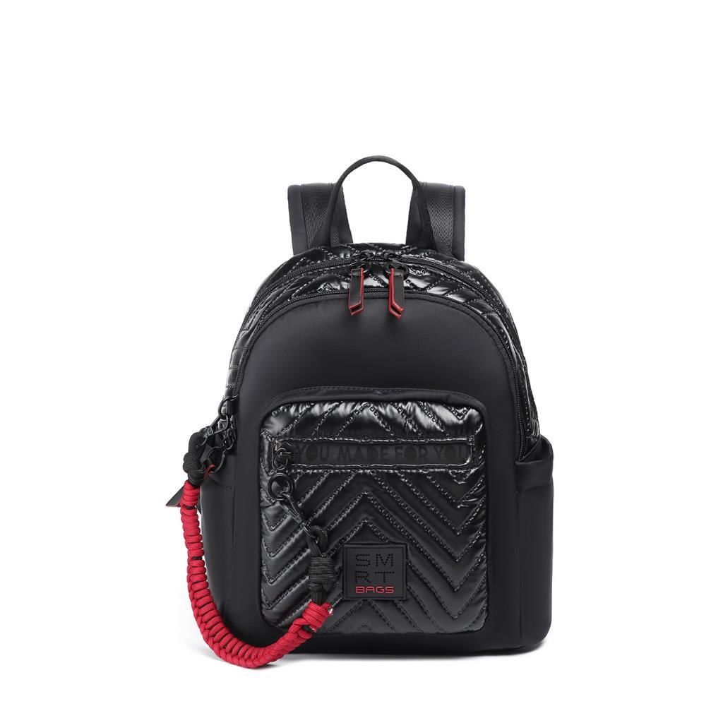Smart Bags Parlak Kumaş Küçük Boy Askılı Kadın Sırt Çantası 3252 Siyah/Bordo