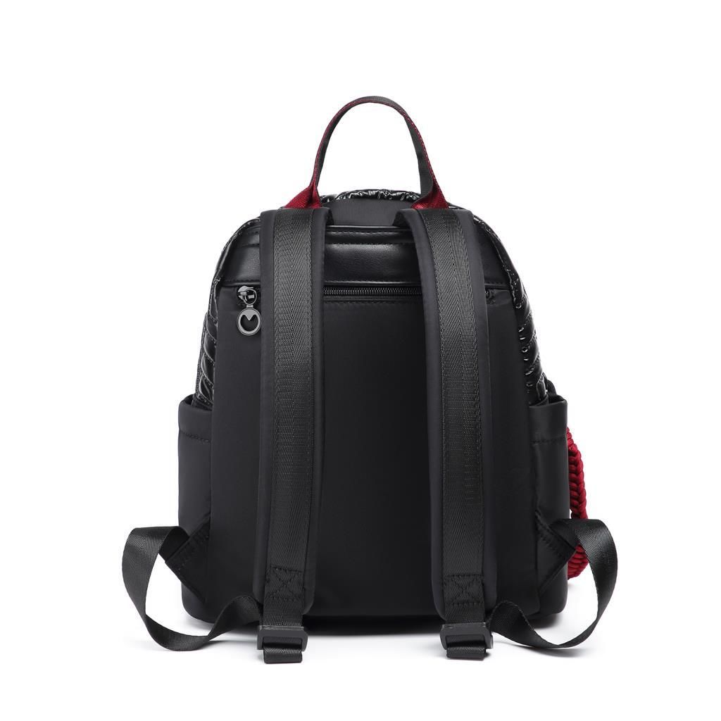 Smart Bags Parlak Kumaş Küçük Boy Askılı Kadın Sırt Çantası 3252 Siyah/Bordo