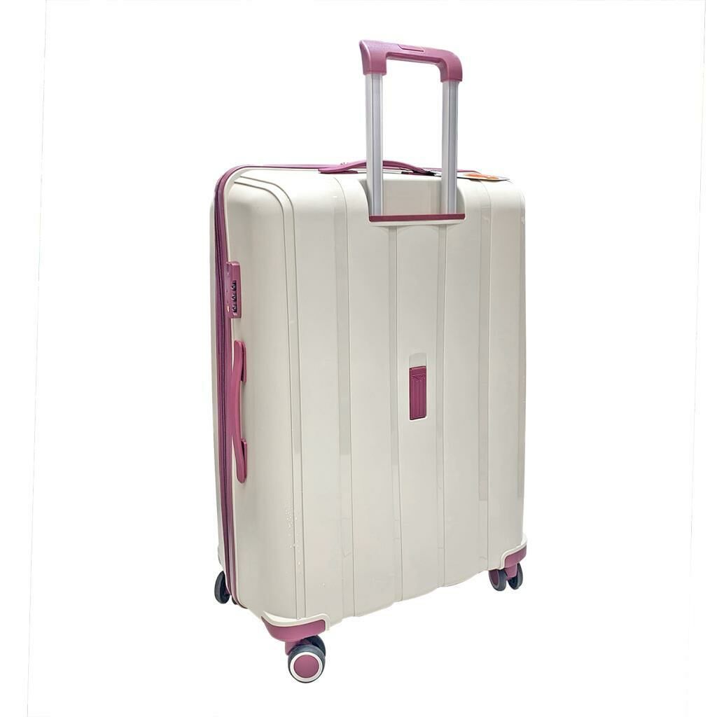 MÇS Bavul Büyük ve Kabin 2li Set Kırılmaz Silikon Valiz V305 Kemik/Mürdüm