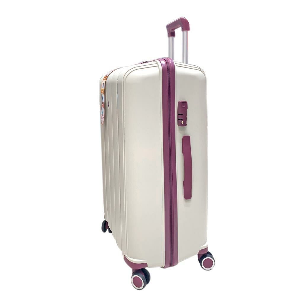 MÇS Bavul Büyük ve Kabin 2li Set Kırılmaz Silikon Valiz V305 Kemik/Mürdüm