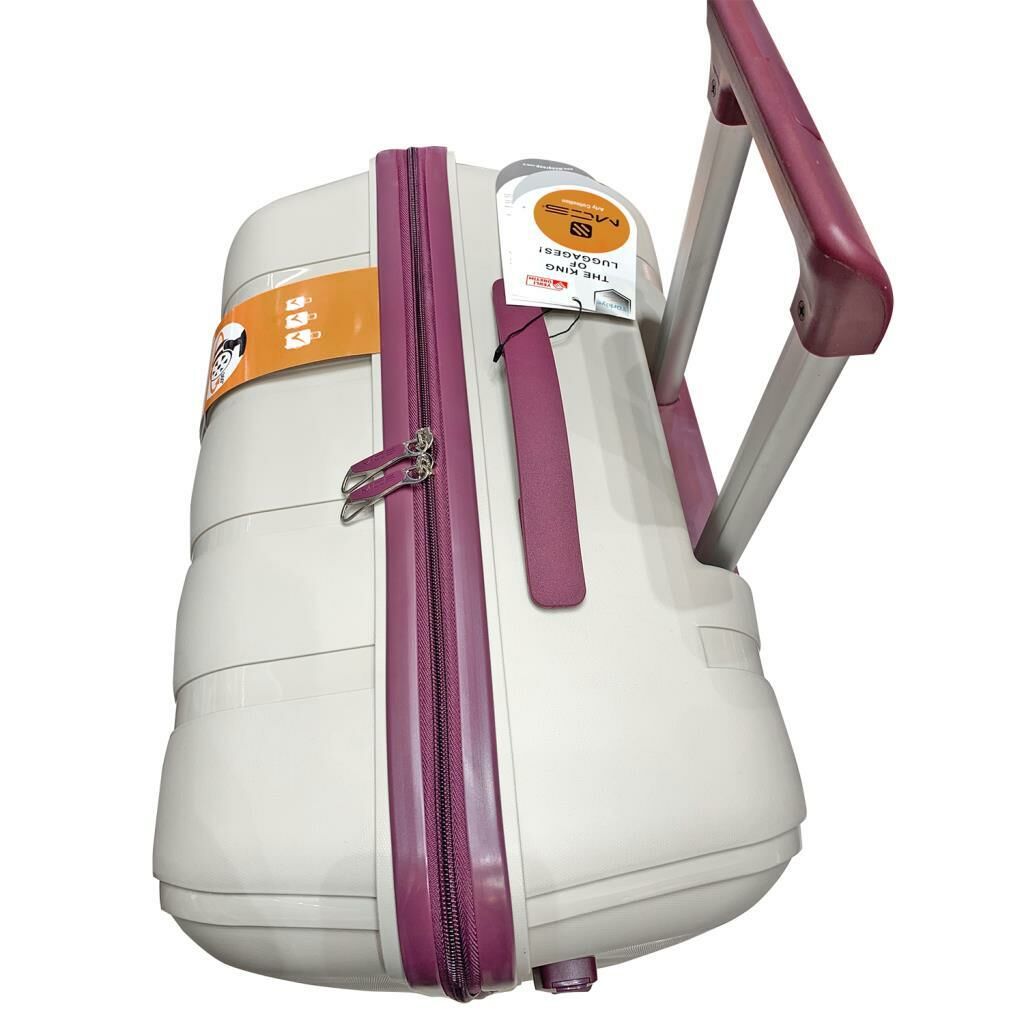 MÇS Bavul Büyük ve Kabin 2li Set Kırılmaz Silikon Valiz V305 Kemik/Mürdüm