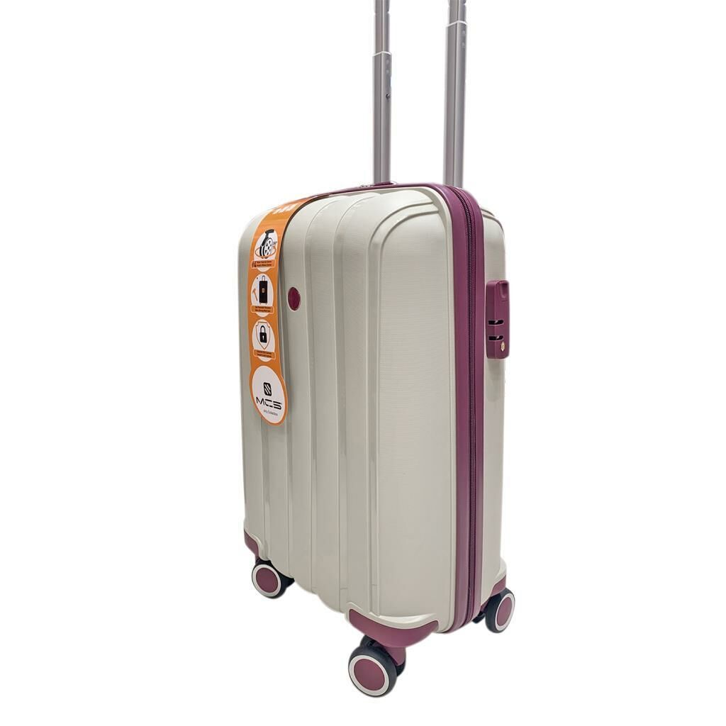 MÇS Bavul Büyük ve Kabin 2li Set Kırılmaz Silikon Valiz V305 Kemik/Mürdüm