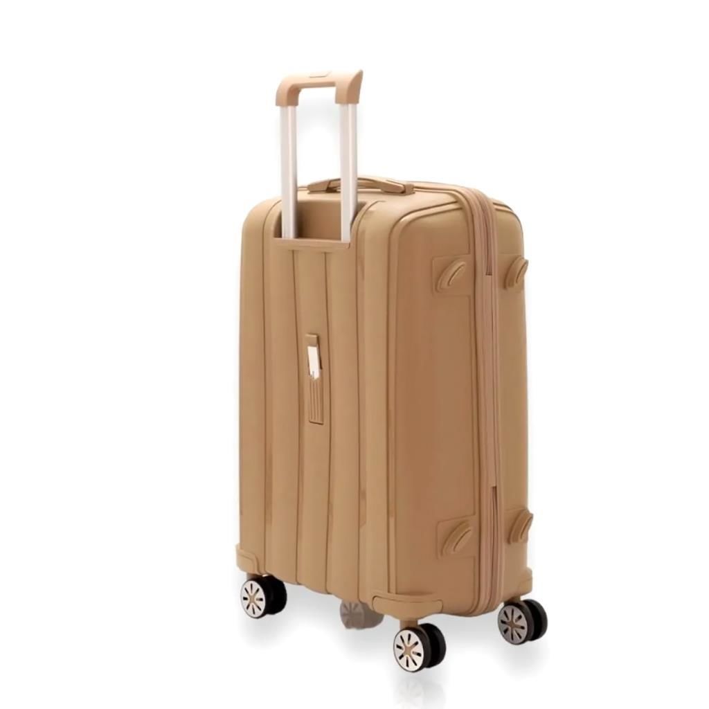 MÇS Bavul Büyük ve Kabin 2li Set Kırılmaz Silikon Valiz V305 Şampanya